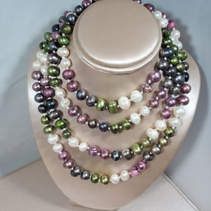 Nwot, multicolored freshwater pearls necklace, 4ft